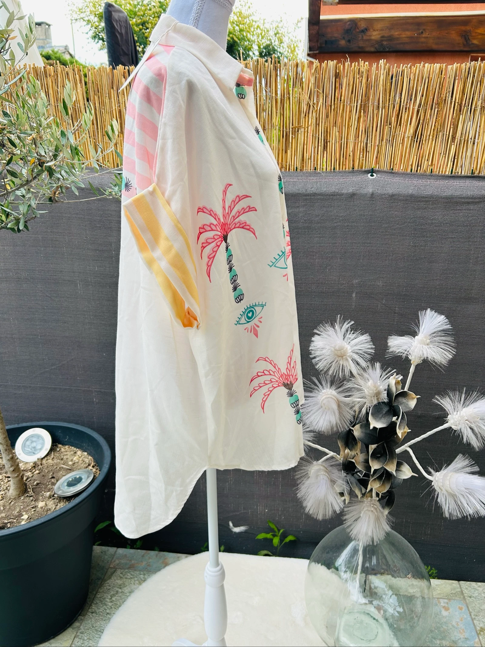 Oversized bohemian blouse with  motif 36-48 – photo 6